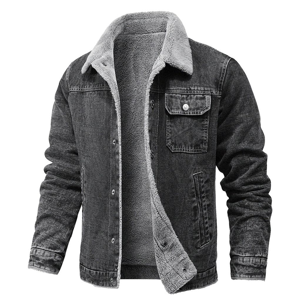 A.1 Men's Fleece-lined CottonCasual Jacket Coat Lambswool - enhanced image 9