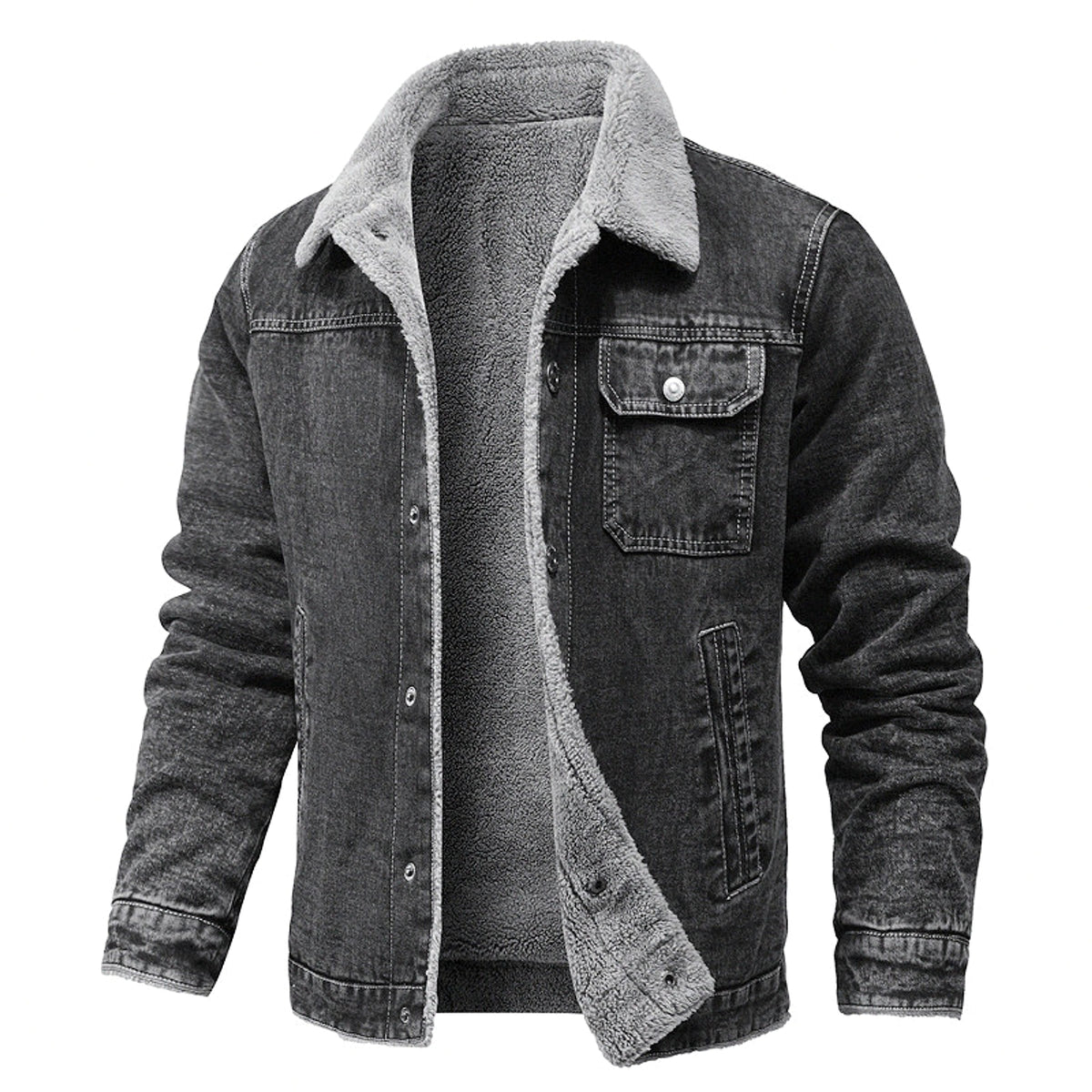 A.1 Men's Fleece-lined CottonCasual Jacket Coat Lambswool - enhanced image 9