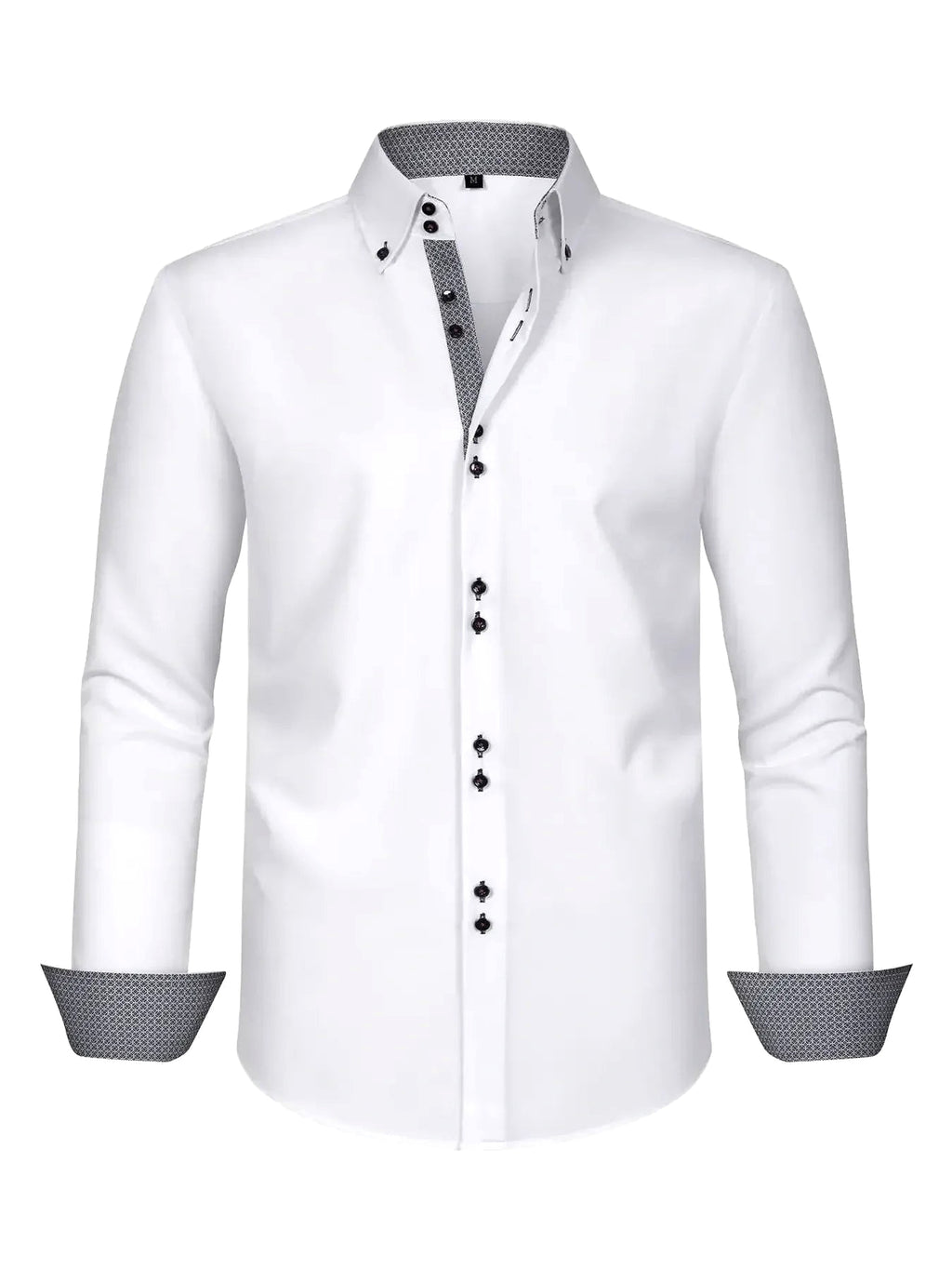 Men's Full Size Button-Down Casual Shirt with Contrast Cuffs Plus Size - enhanced image 9