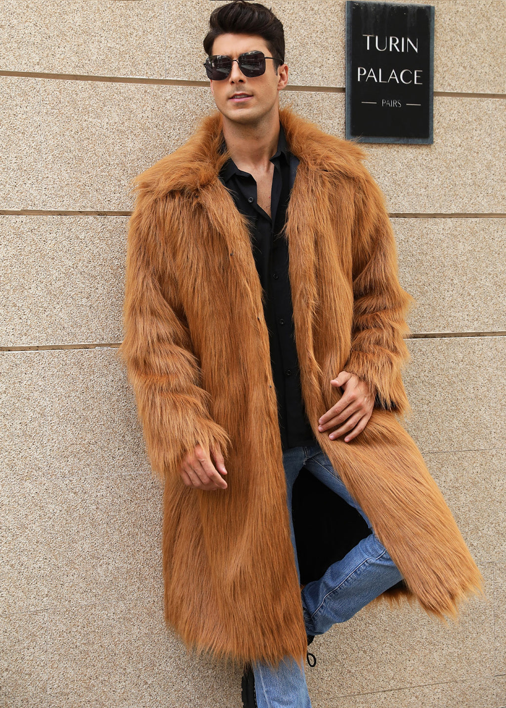 A.1 Men's Imitation Fox Fur Warm Coat Jacket - enhanced image 9