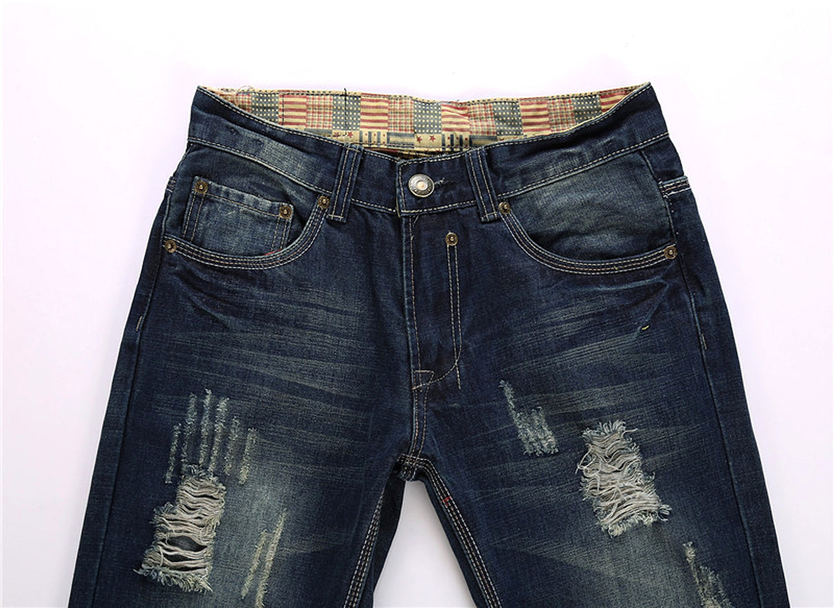 Men's Jeans Wear Hole Straight Tube - enhanced image 9