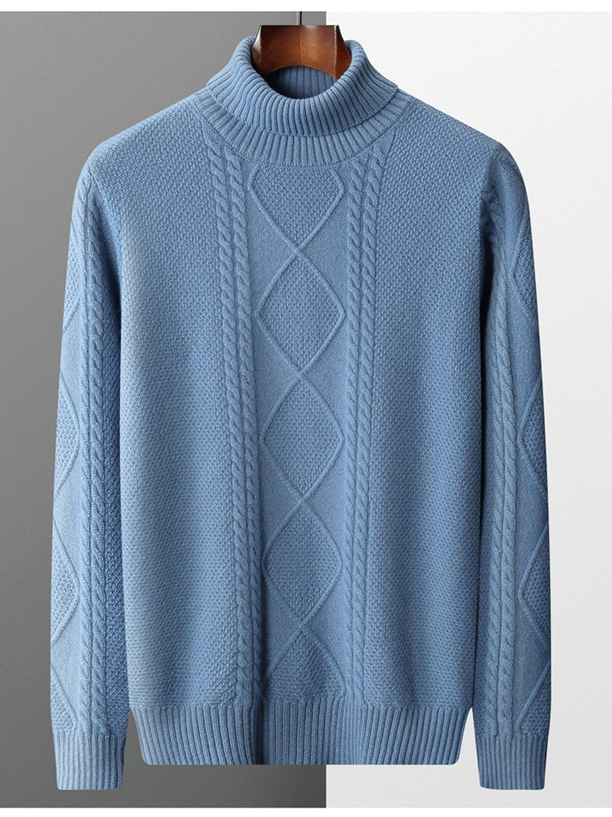 Men's Lapel High Collar Thick Loose Casual Knitted Sweater - enhanced image 9