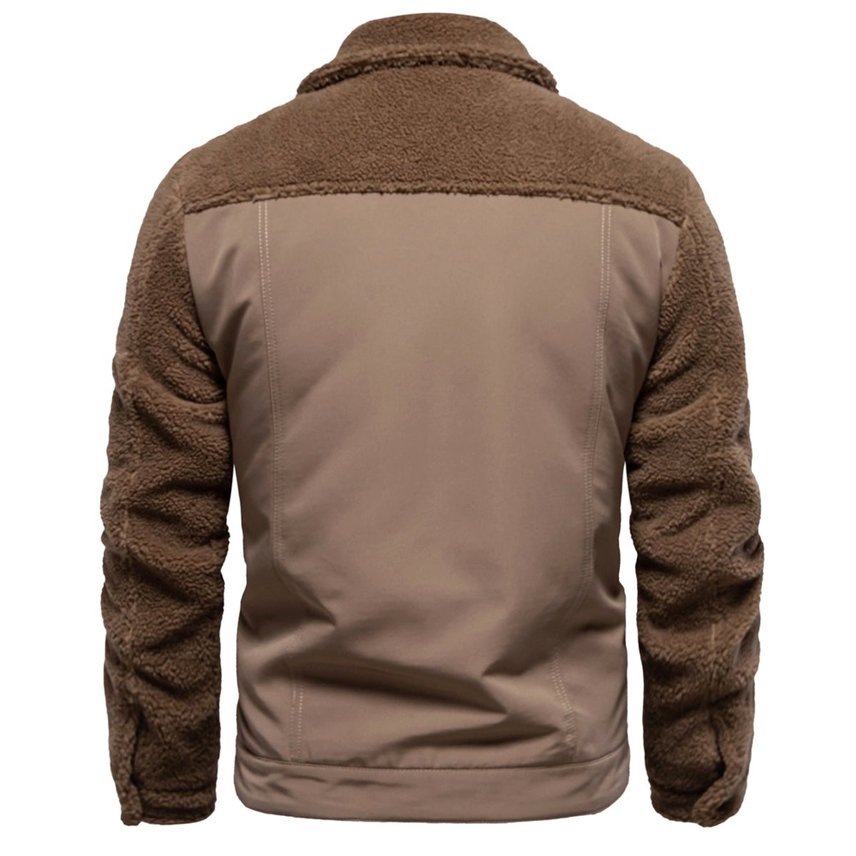Men's New Jacket Fashion Casual Patchwork Lamb Wool Coat - enhanced image 9