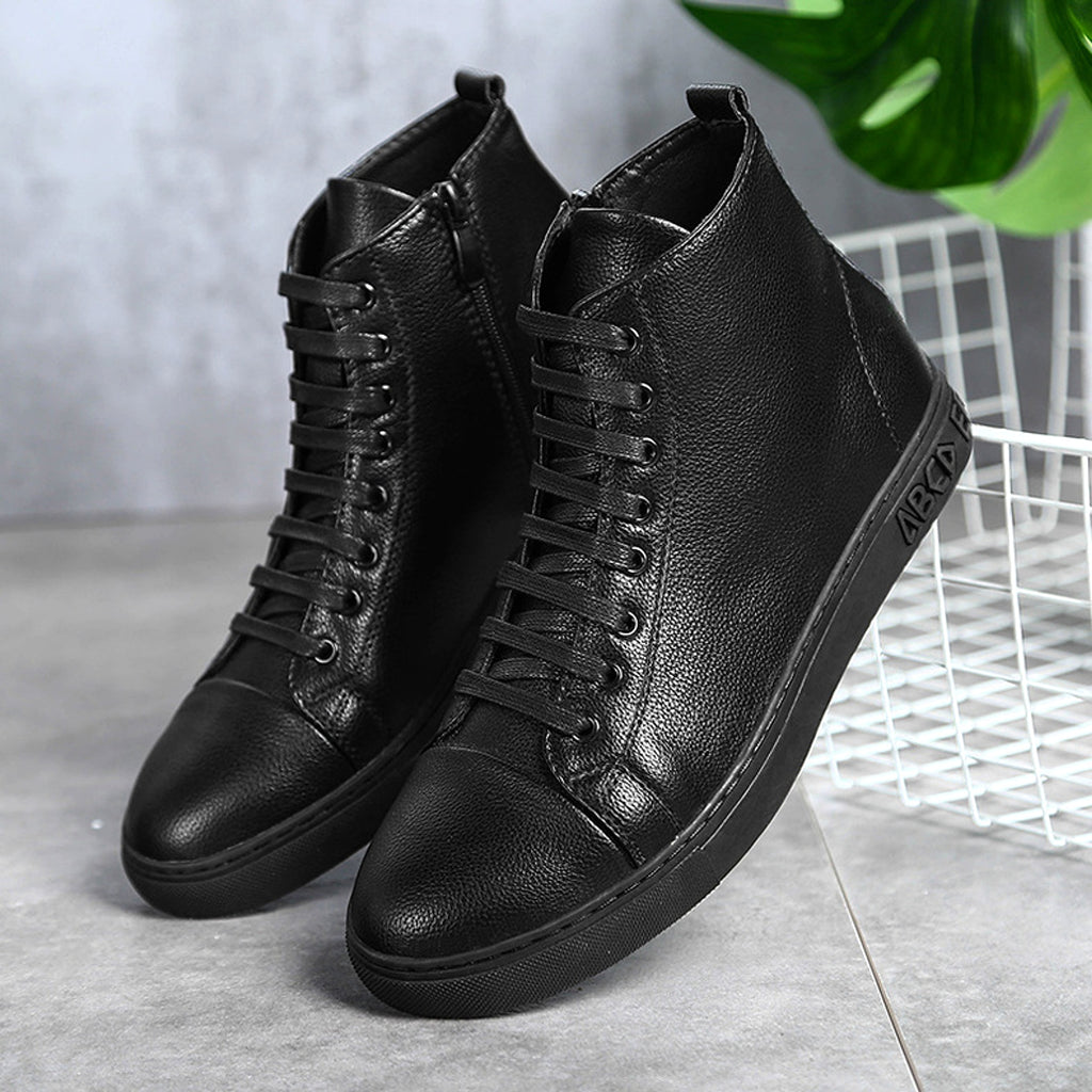 Men's Plus Size High Top Black Sneakers - enhanced image 9