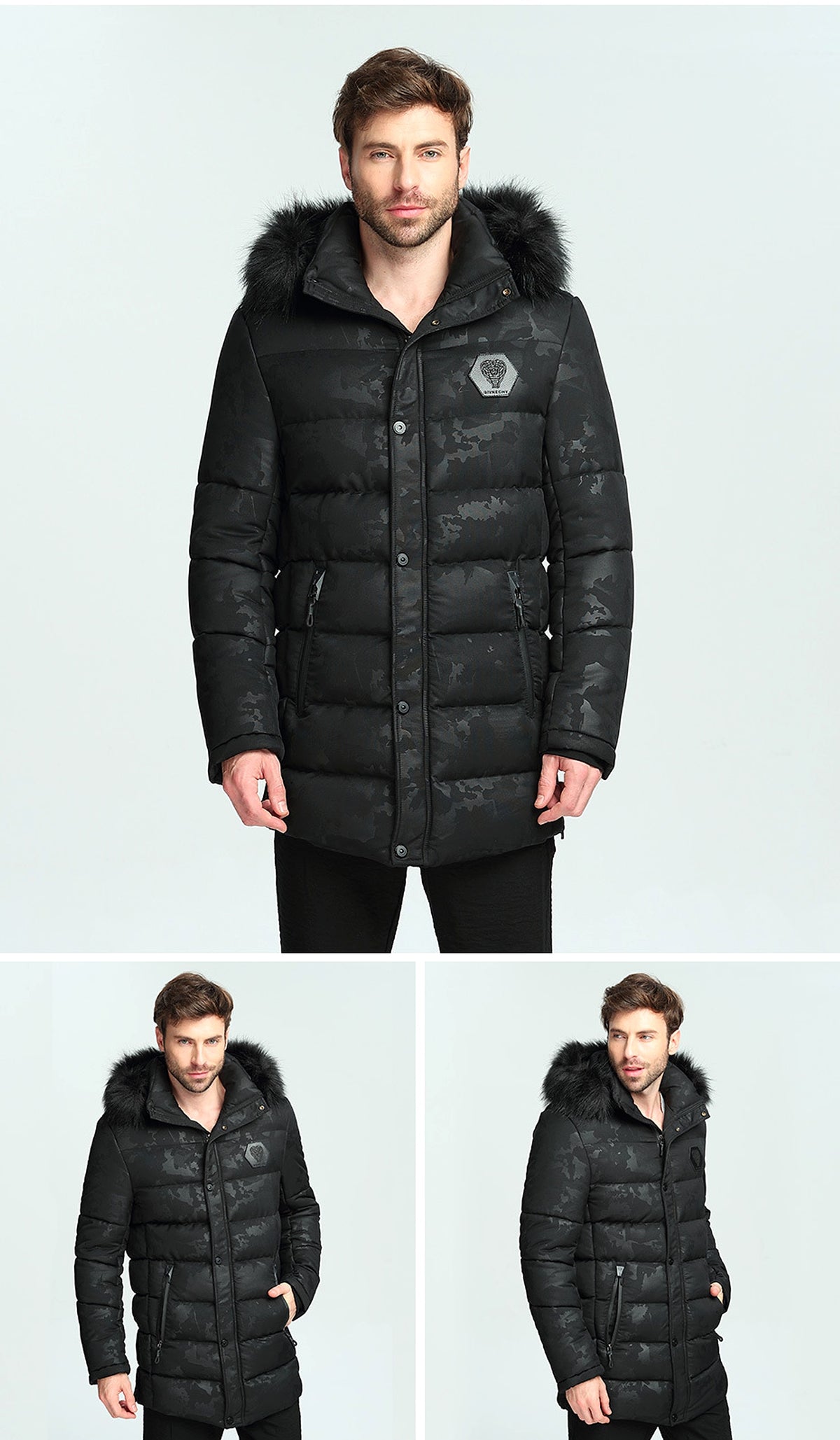 Men's Short Thickened Winter Outdoor Cotton-padded Clothing British Fur Collar Coat Jacket - enhanced image 9