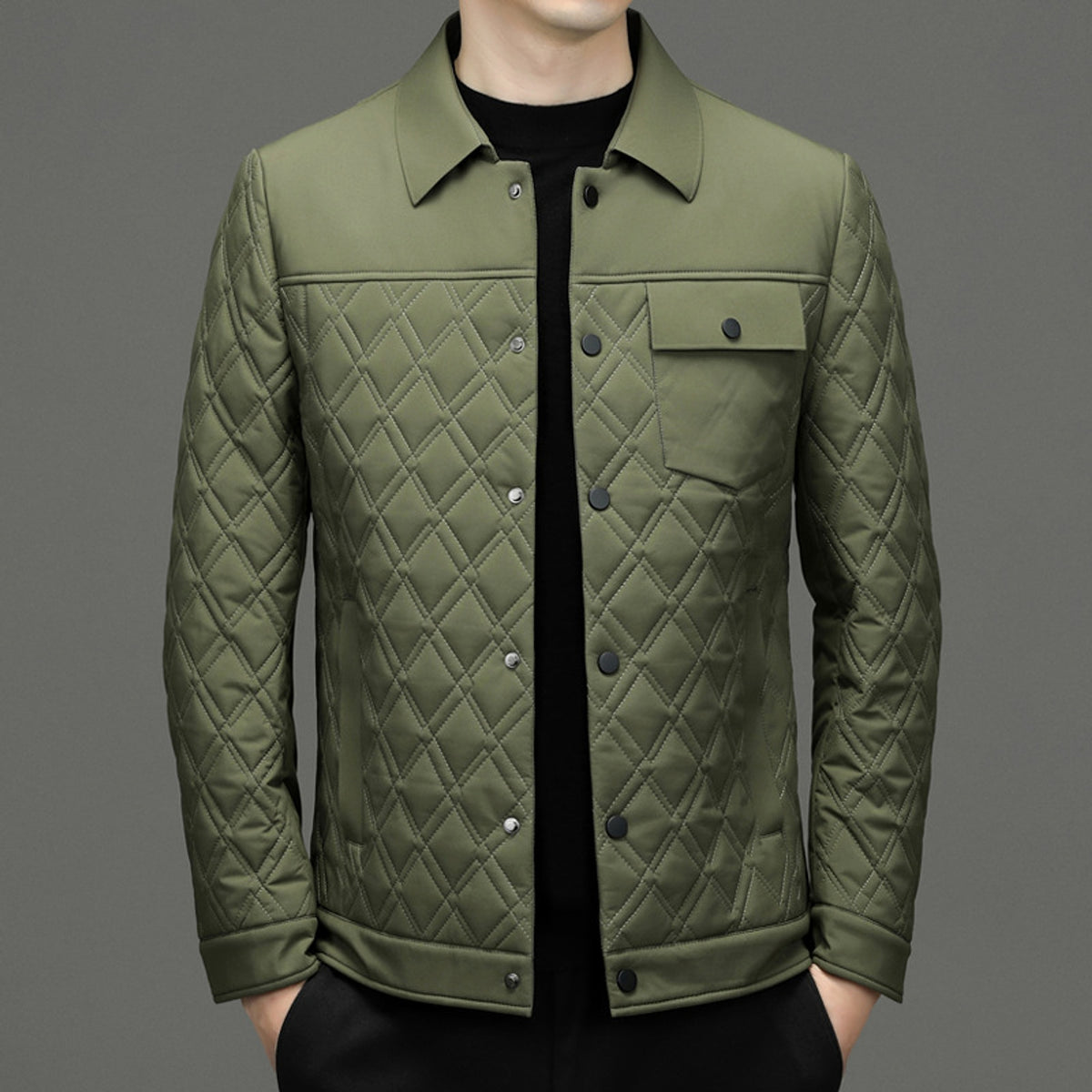 Men's Simple Casual Cotton-padded Jacket With Mulberry Silk - enhanced image 9