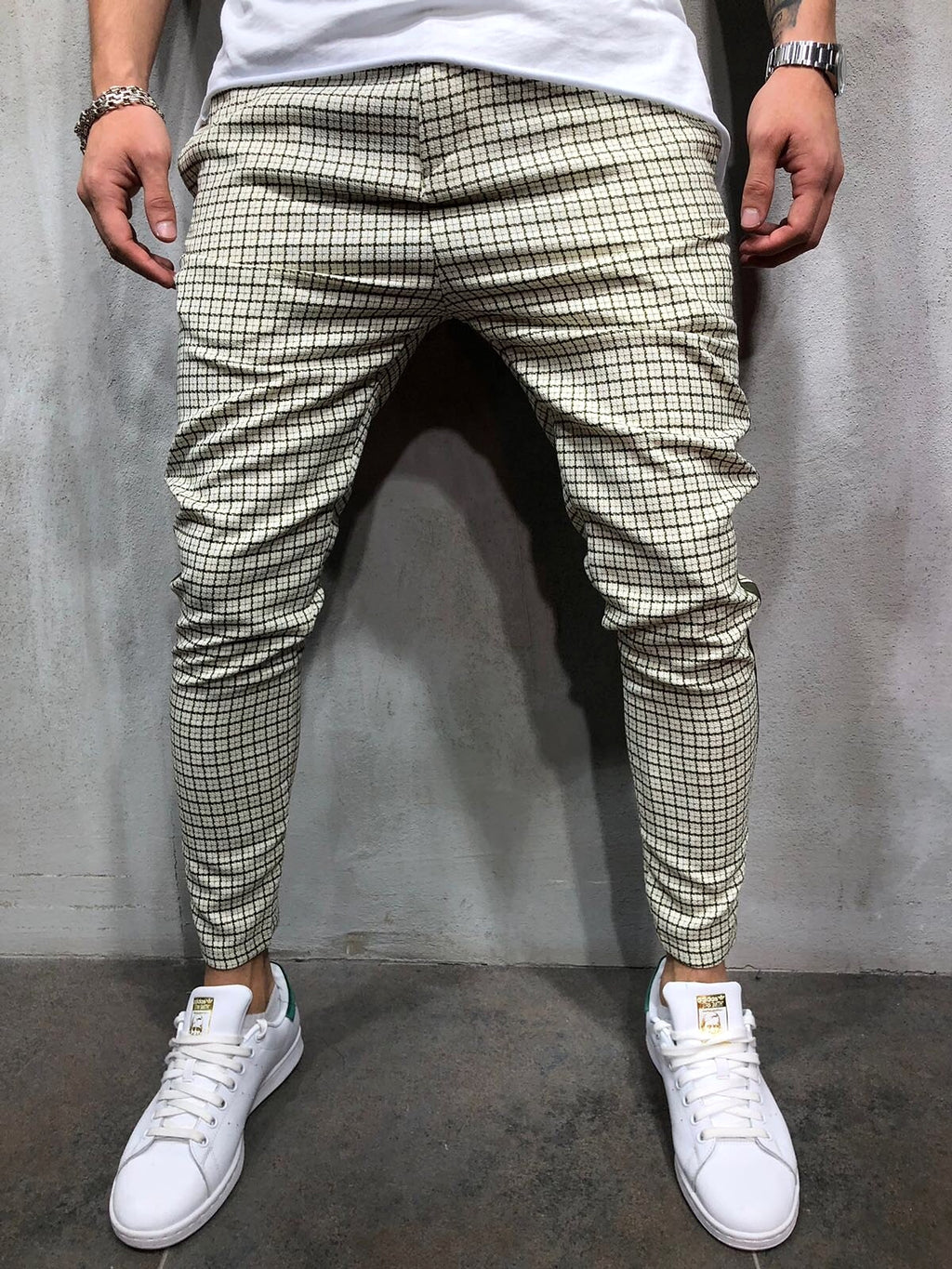 Men's Slim-fitting Cool Casual Sports Striped Side Ribbon Trousers (Jeans & Pants) - enhanced image 9