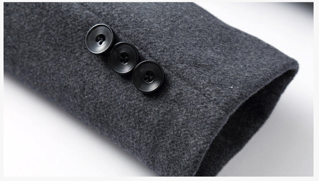 Men's woolen coat slim fit trench coat - enhanced image 9