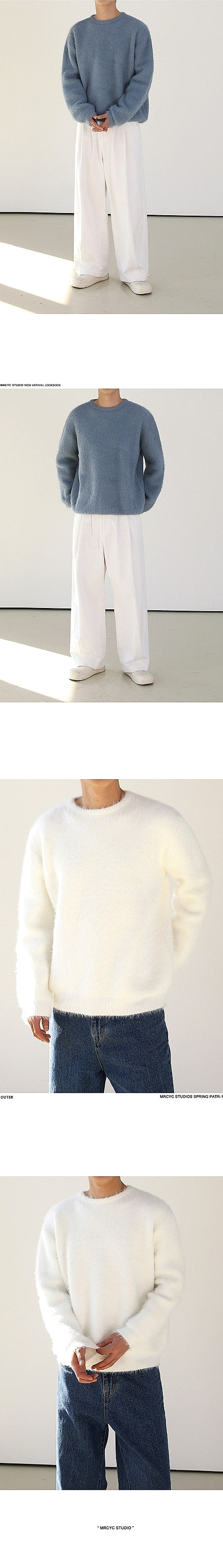 Mohair Solid Color Men's Sweater Winter Thick Round Neck - enhanced image 9