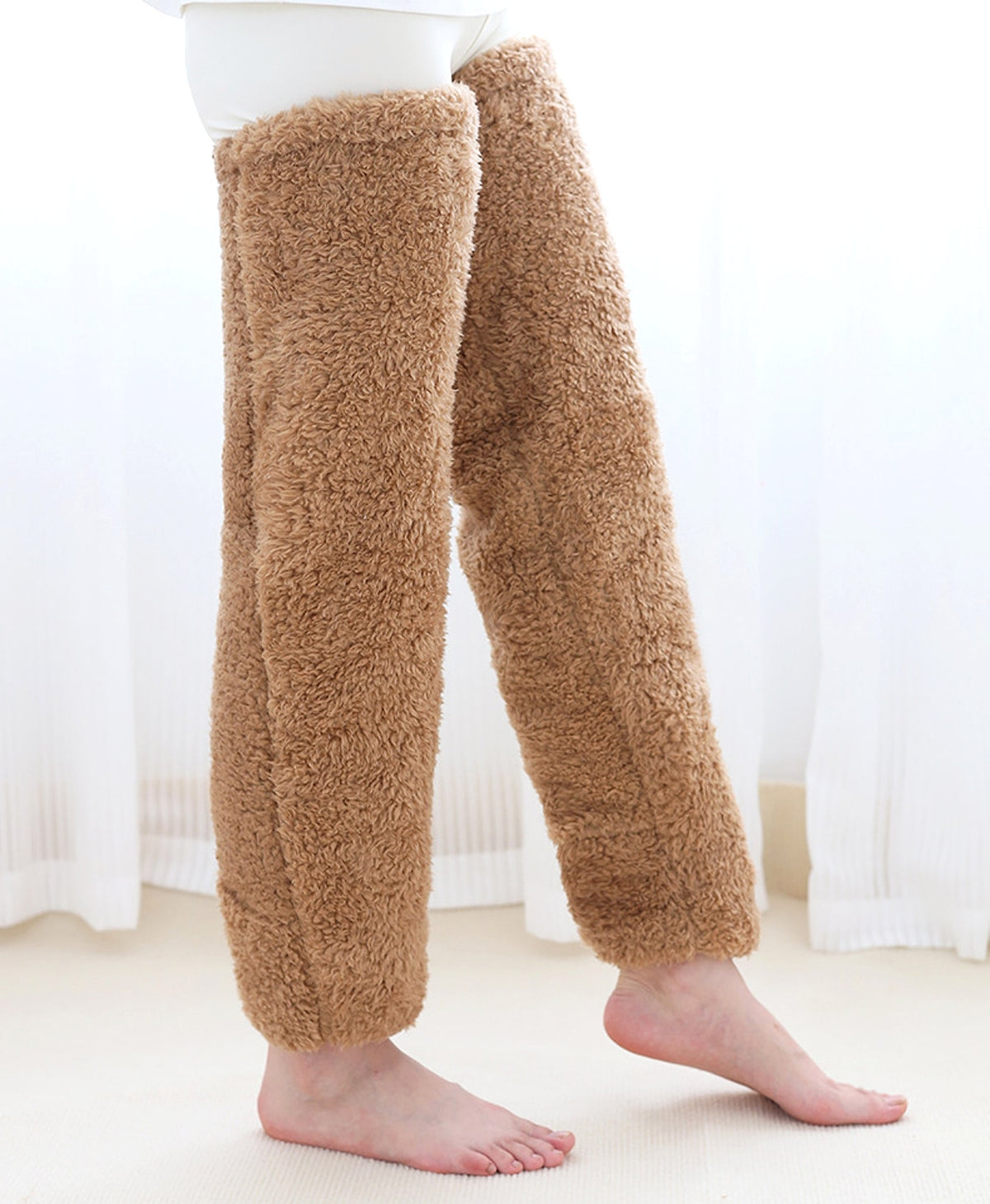 Over Knee High Fuzzy Long Socks Winter Warm Cold Leg Knee Joint Cold-proof Stockings Home Floor Sleeping Socks - enhanced image 9