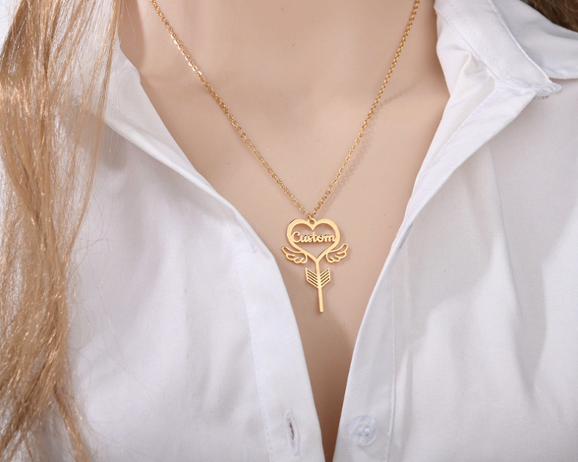 Popular Name Necklace Small Design Sense Love Butterfly Shape Key Pendant Necklace Gift - enhanced image 9