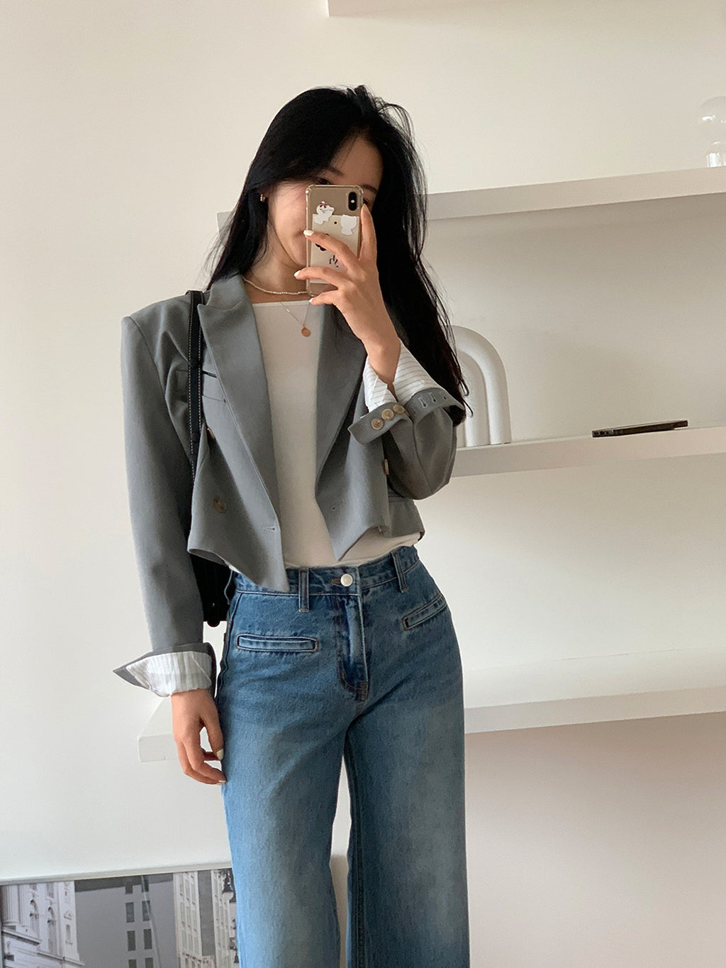 Retro High Waist Slimming Jeans Women - enhanced image 9