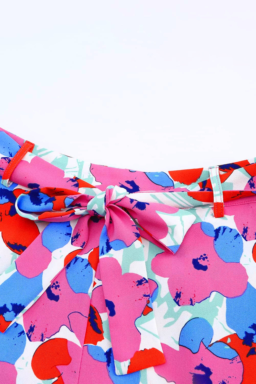 Rose Floral Print Belted Shorts - enhanced image 9