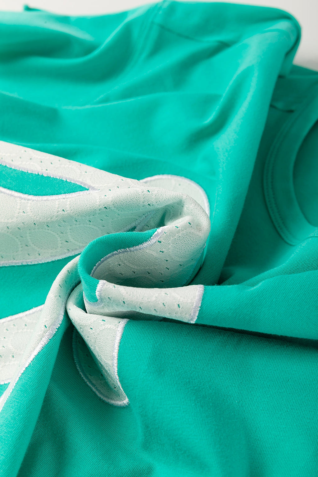 Sea Green Lace Bow Raw Edge Drop Shoulder Casual T Shirt - enhanced image 9