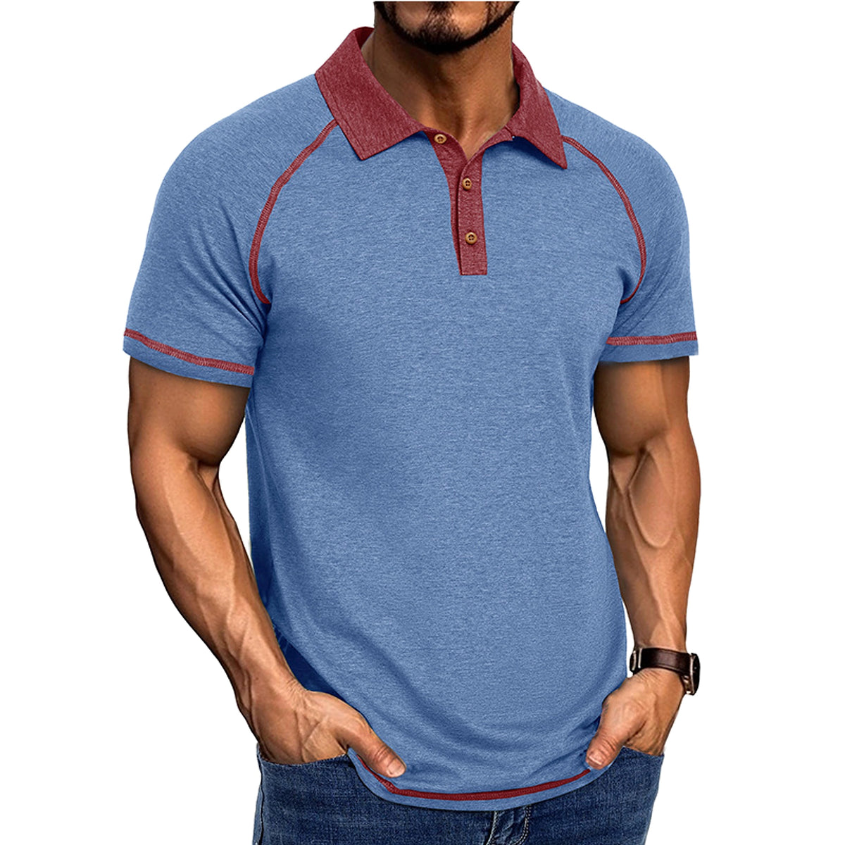 Short-sleeved Lapel T-shirt POLO Bottoming Shirt Men Clothing - enhanced image 9