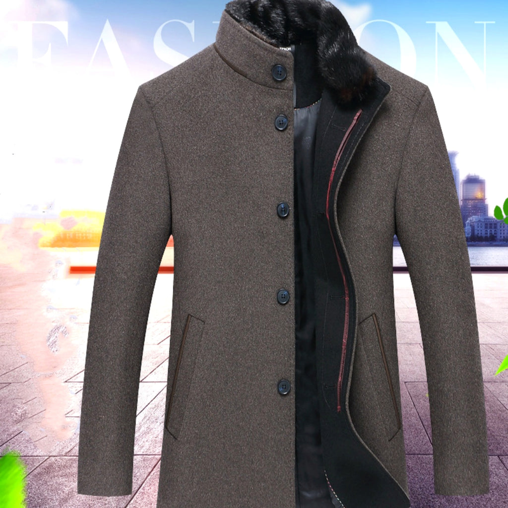 NordWool™ – Minimalist Stand Collar Wool Coat - enhanced image 9
