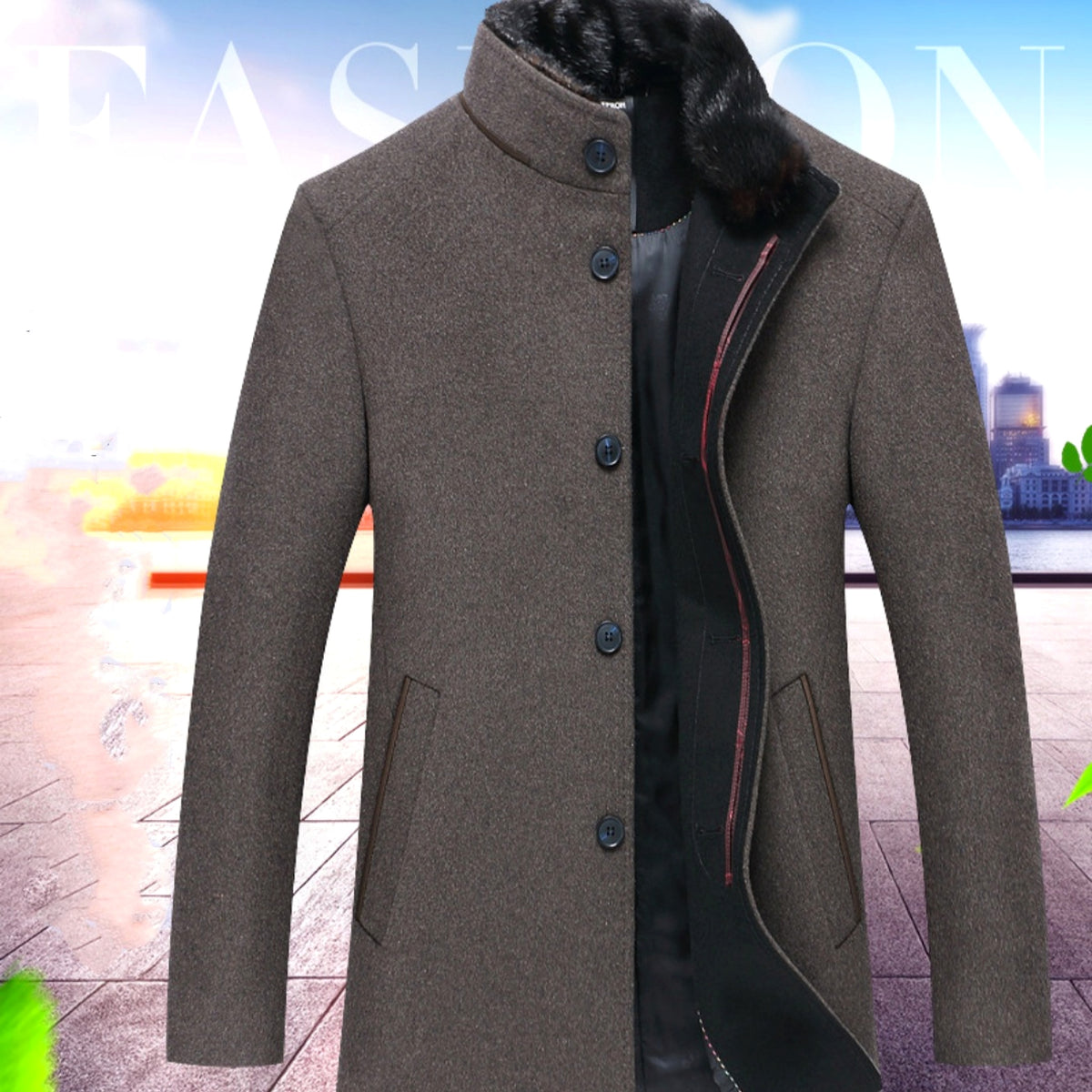 NordWool™ – Minimalist Stand Collar Wool Coat - enhanced image 9