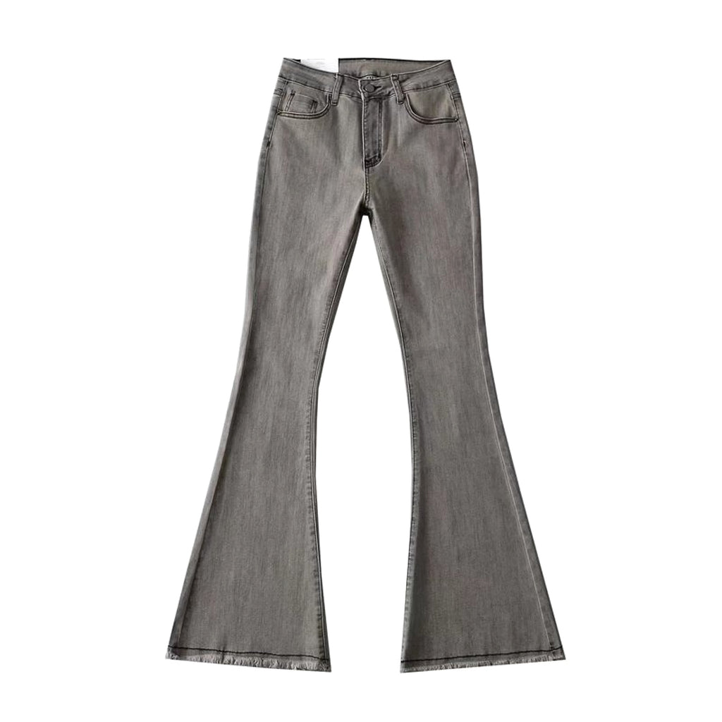 Small High Waist Raw Hem Jeans Retro Women - enhanced image 9