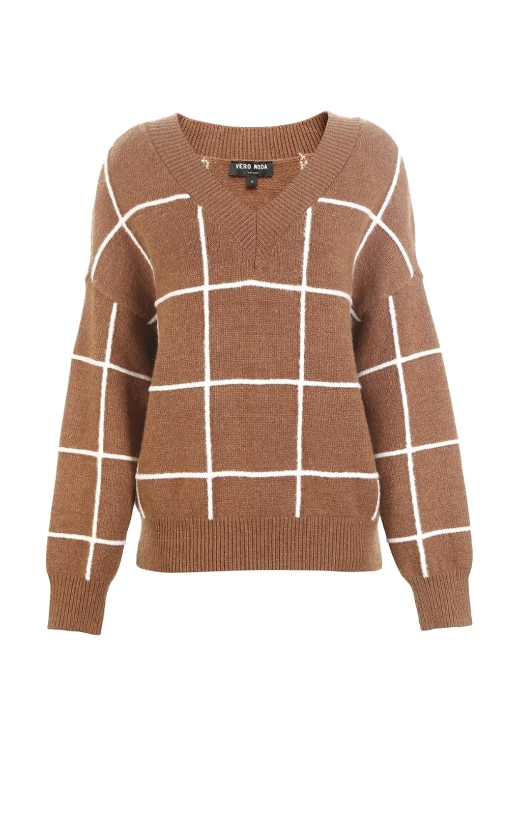 Spring new pattern check V-neck short sweater women - enhanced image 9