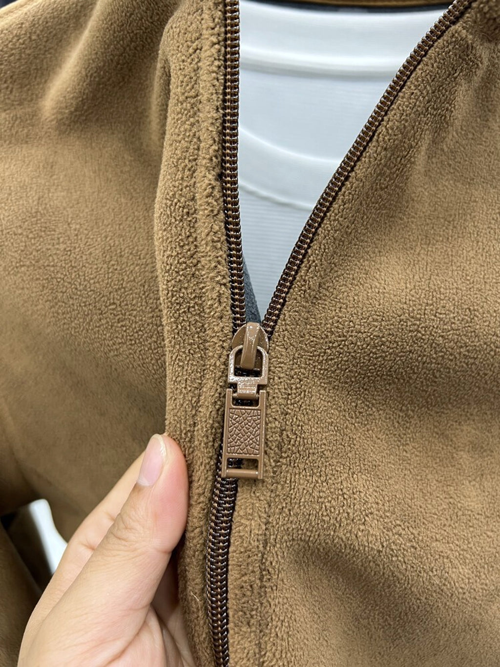 Stand Collar Zipper Thermal Polar Fleece Men's Coat - enhanced image 9