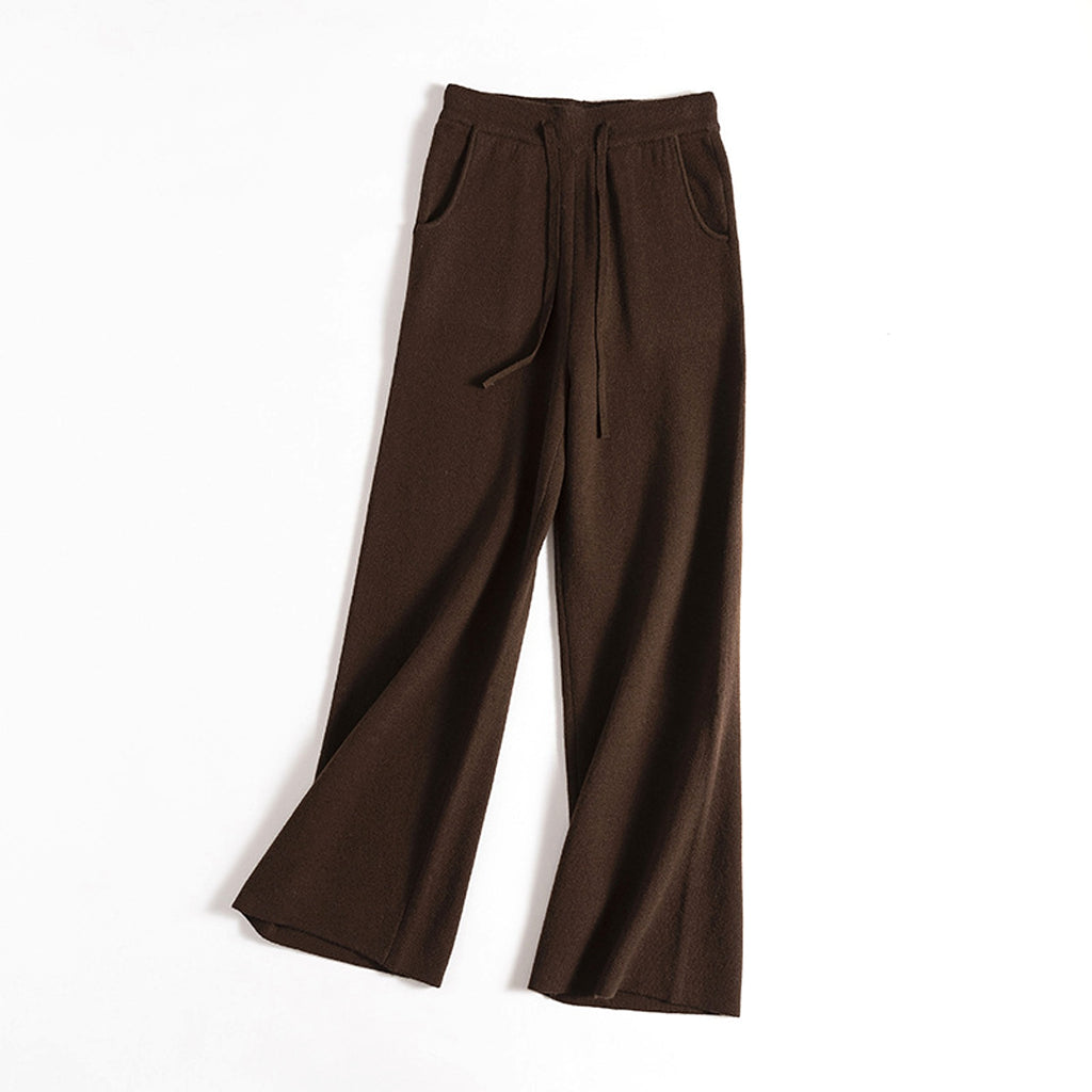 Thick Version Soft Glutinous Wool Drawstring High Waist Straight Wide Leg Pants - enhanced image 9