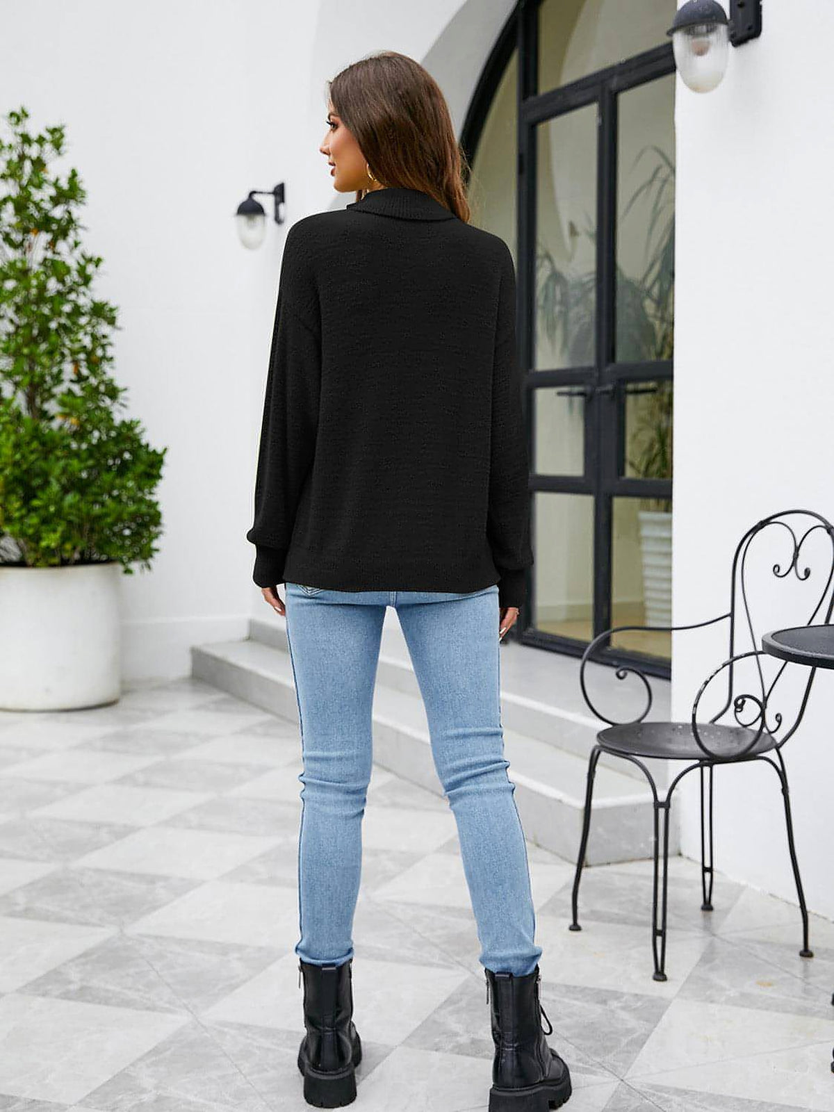 Turtleneck Dropped Shoulder Sweater - enhanced image 9