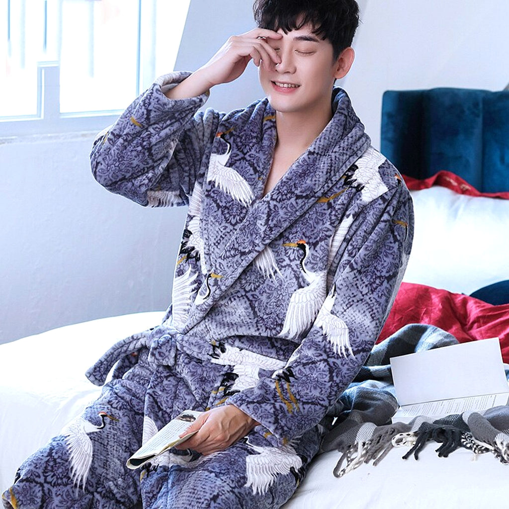 Winter Bathrobe Coral Fleece Couple Pajamas - enhanced image 9