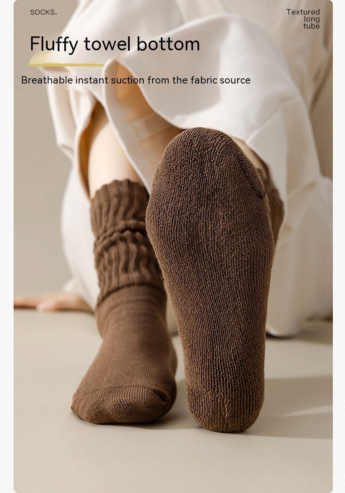Winter Fleece-lined Thickened Middle Tube Cotton Thermal Terry Long Tube Casual Socks - enhanced image 9