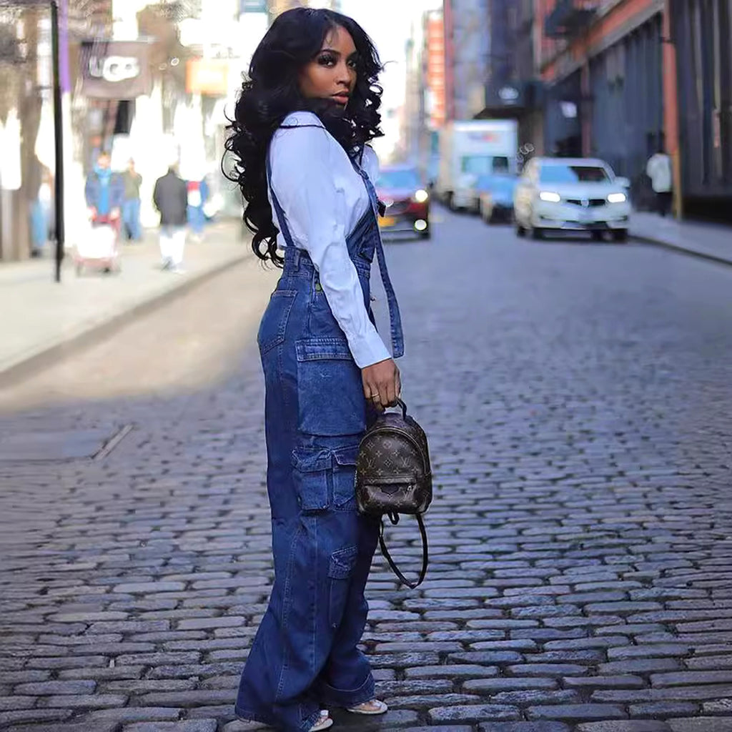 Women's Fashion Loose Denim Jumpsuit - enhanced image 9