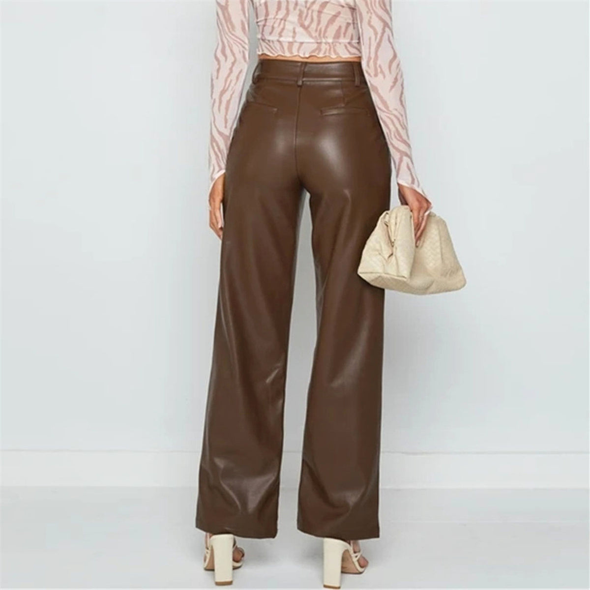 Women's High Elastic PU Leather Pants (Jeans) - enhanced image 9