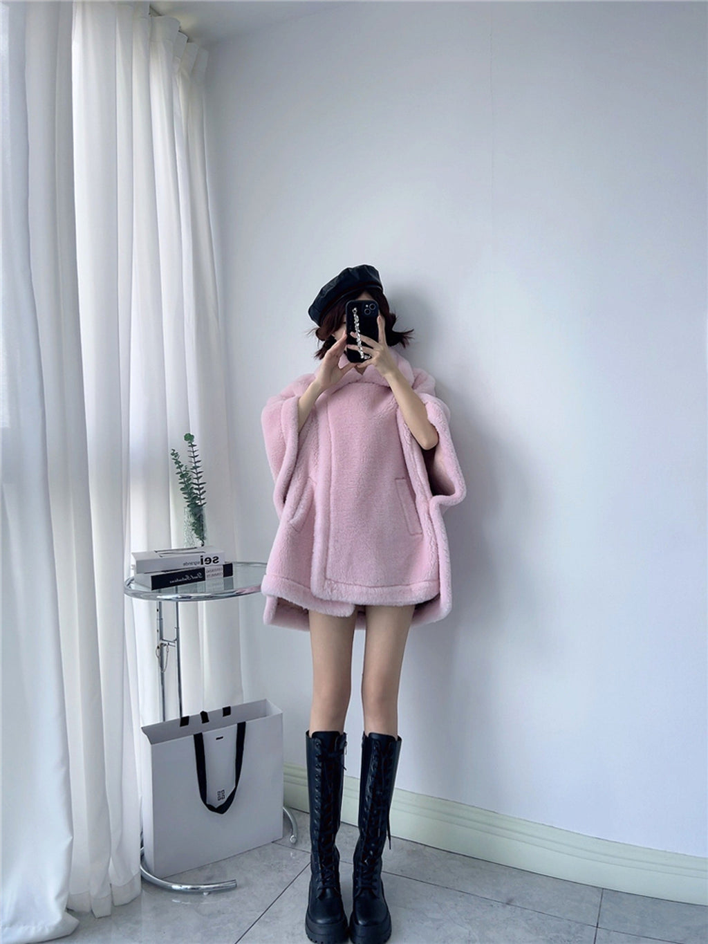 Women's Mid-length Loose Batwing Sleeve Lamb