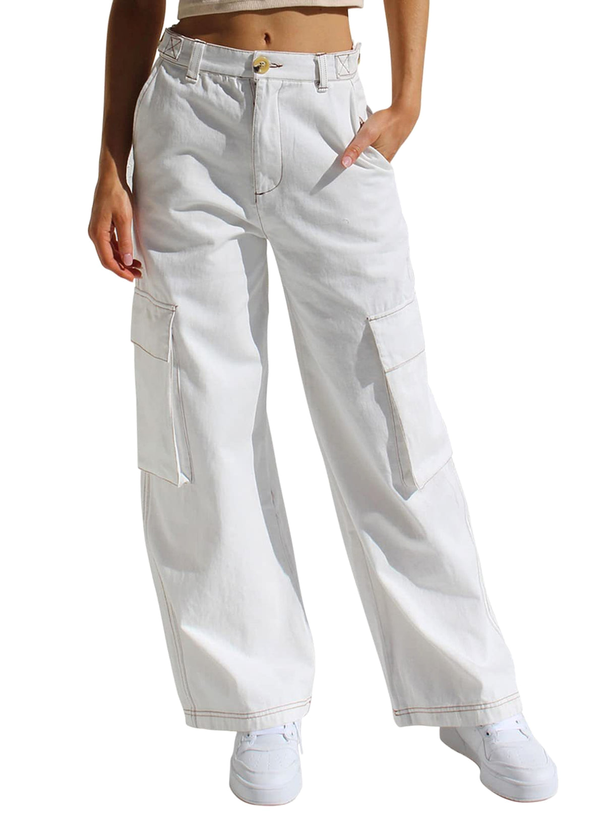 Women's Multi-pocket Loose Casual Denim Trousers Jeans - enhanced image 9
