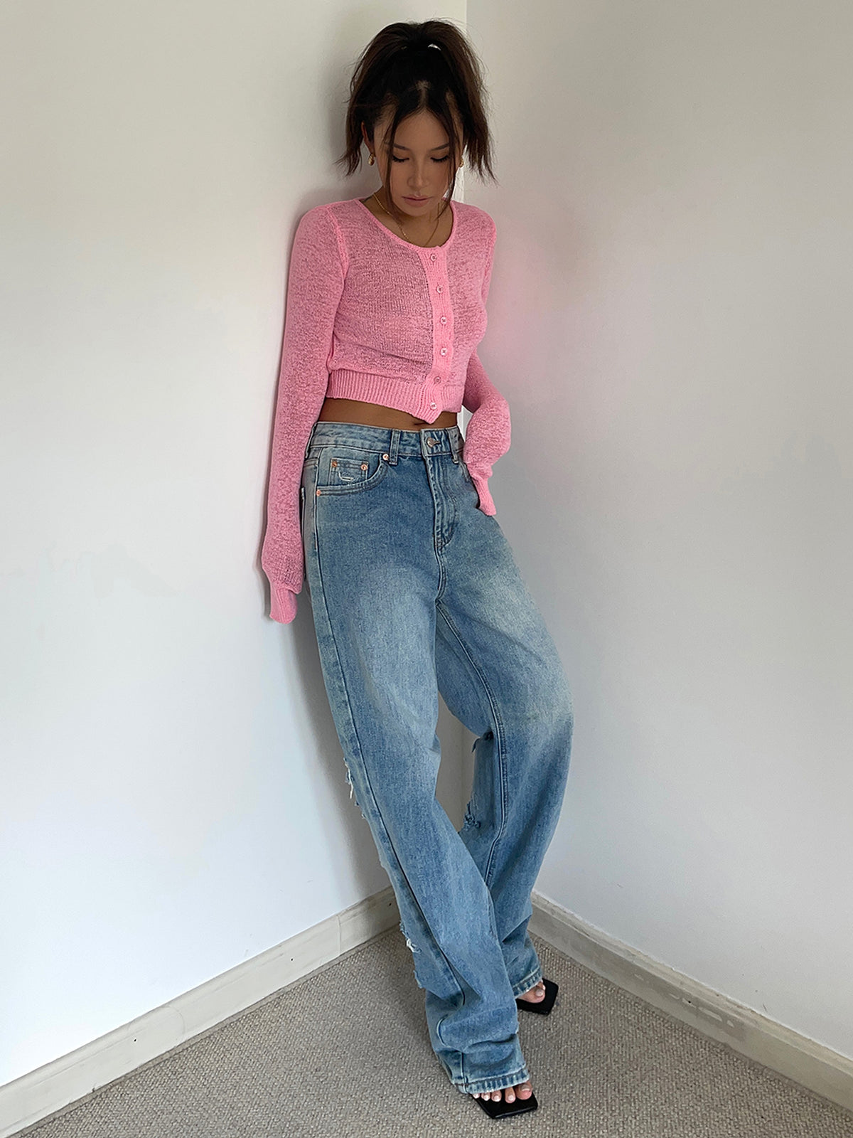 Women's Retro High Waist Loose Wide Legs Jeans - enhanced image 9