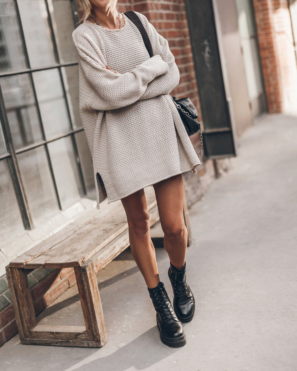 A.1 Women's Twist Thread Loose All-match Round Neck Sweater Dress - enhanced image 9