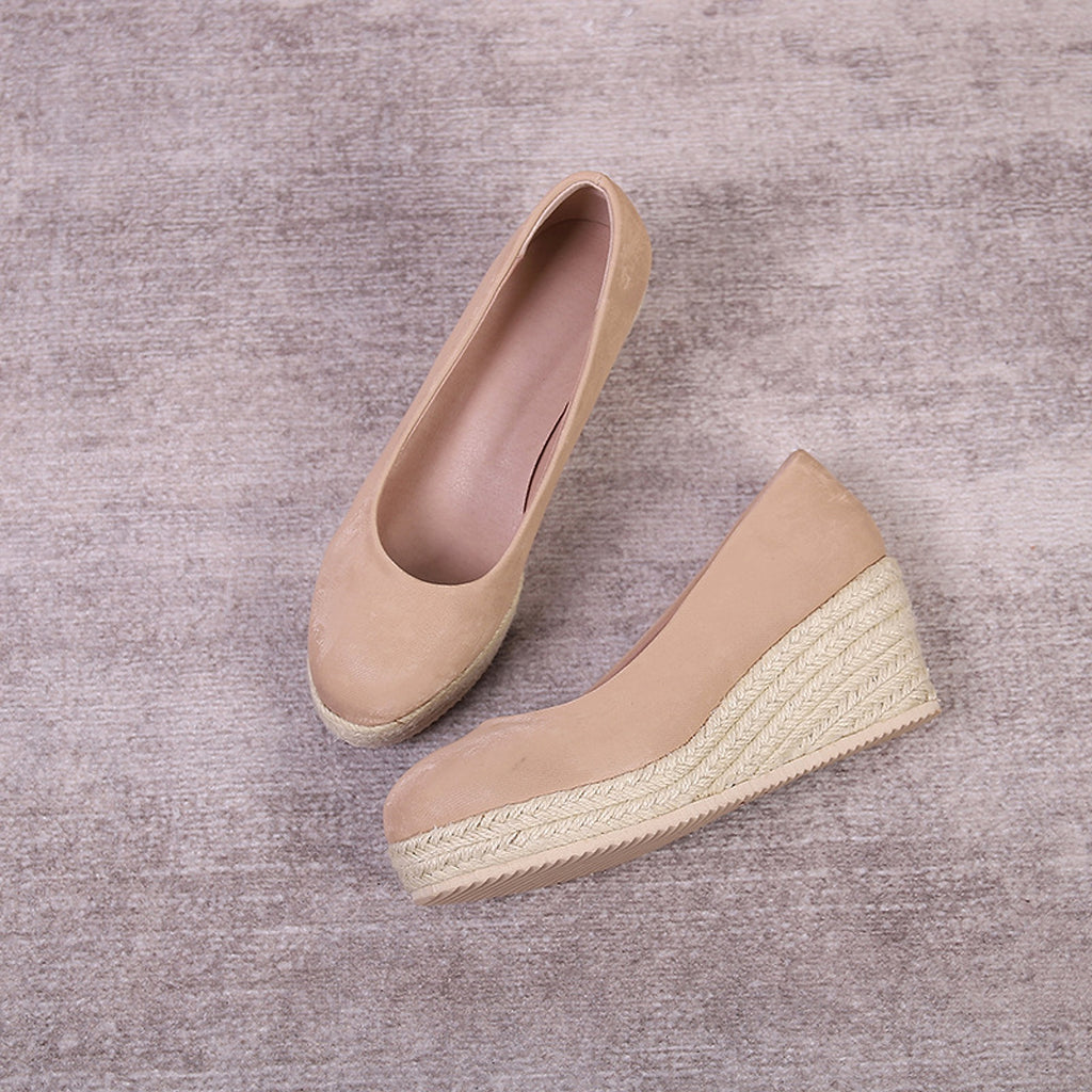 Women's Wedge Heel Thick Sole Round Toe Shallow Mouth Single Shoe - enhanced image 9
