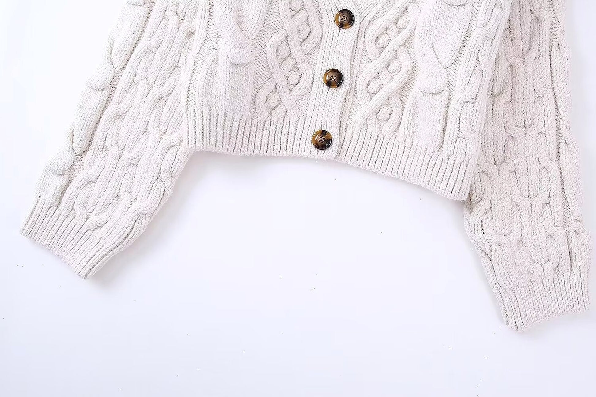 Women's White Knitted Cardigan Sweater Coat - enhanced image 9
