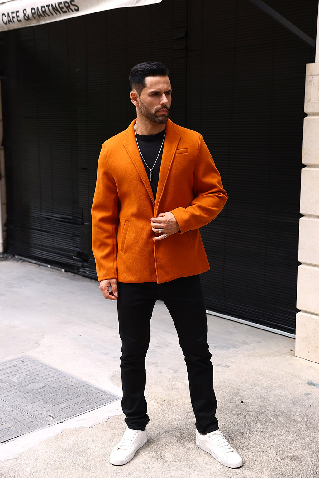 Wool British Polo Collar Solid Color Casual Trench Coat - enhanced image 9