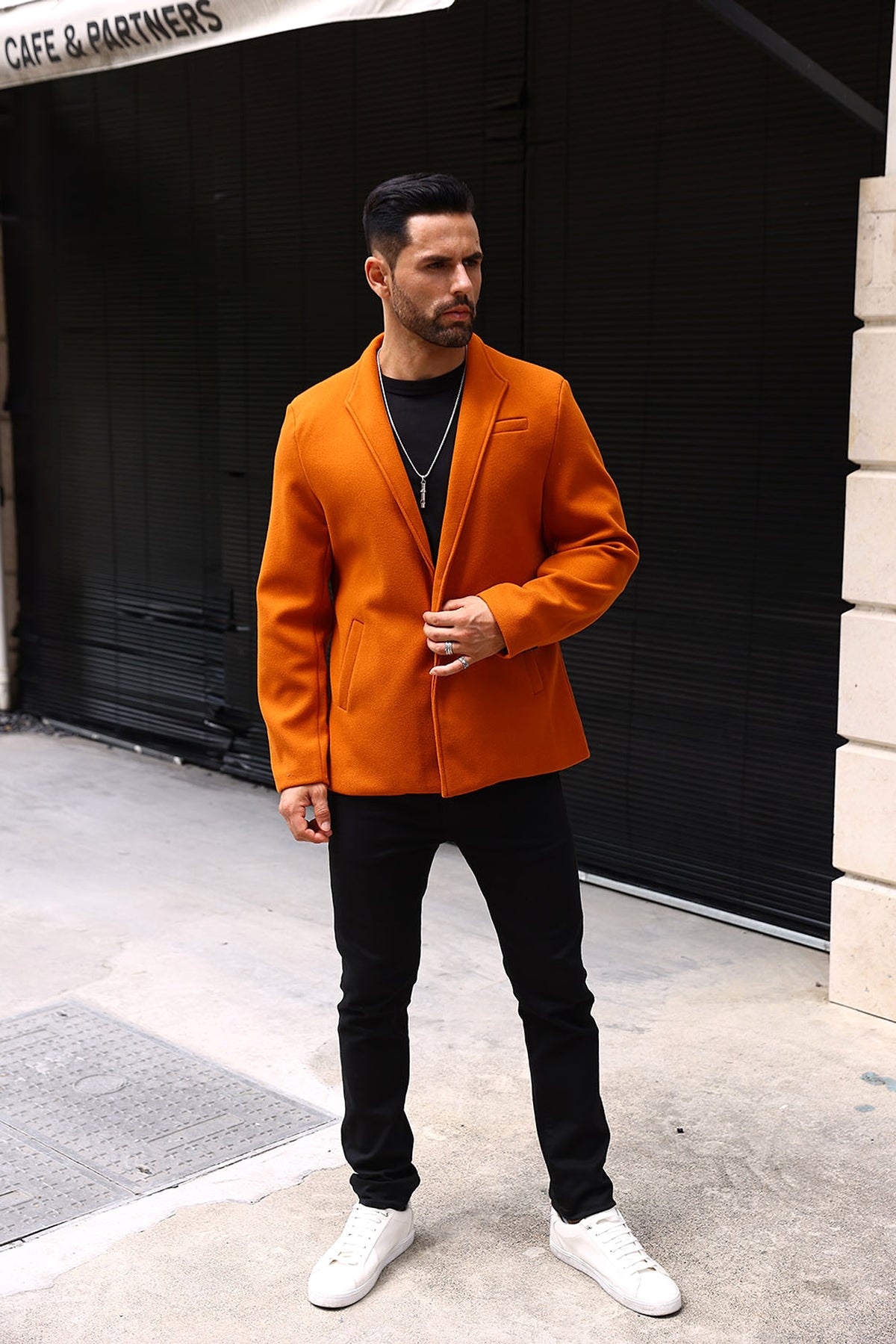 Wool British Polo Collar Solid Color Casual Trench Coat - enhanced image 9
