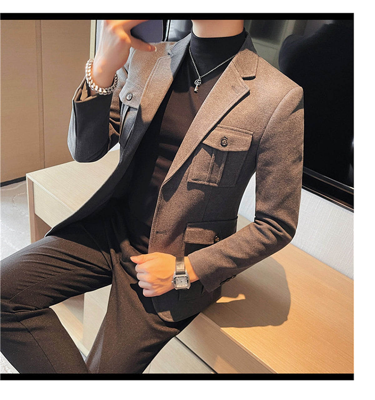 Woolen Suit Men's Single-breasted Suit Jacket - enhanced image 9