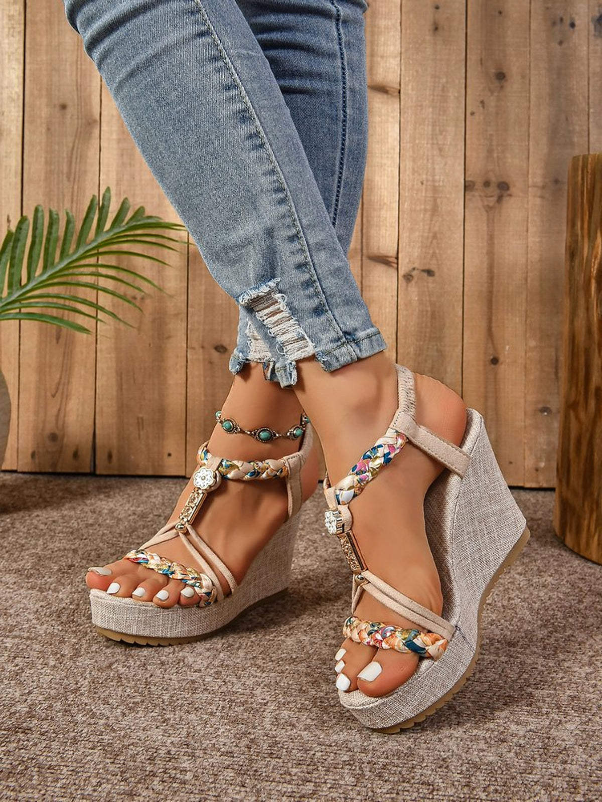 25 Edition – Rhinestone Hemp Wedge Sandals - enhanced image 10