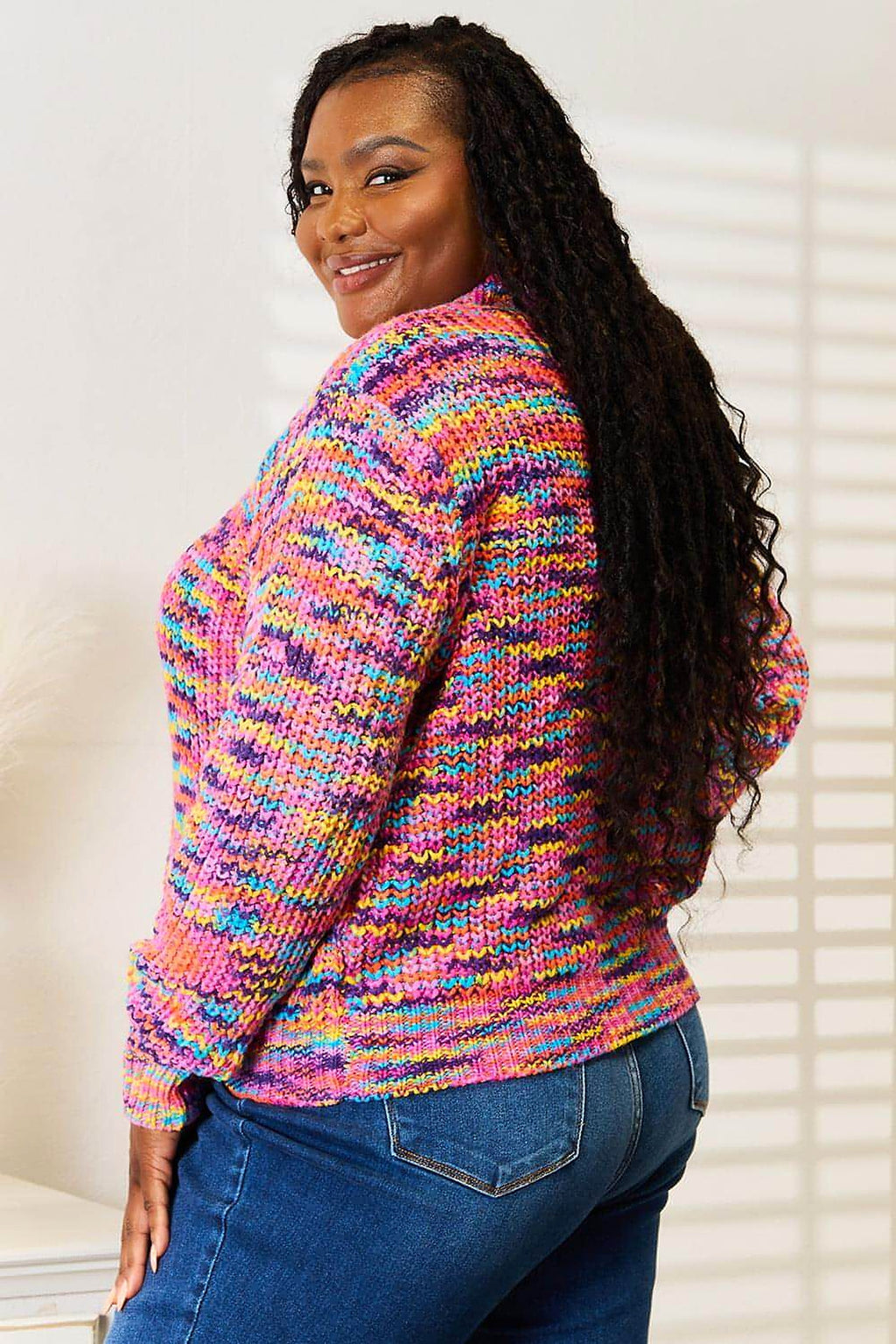 Angel Wings Woven Right V-Neck Long Sleeve Cardigan - enhanced image 10