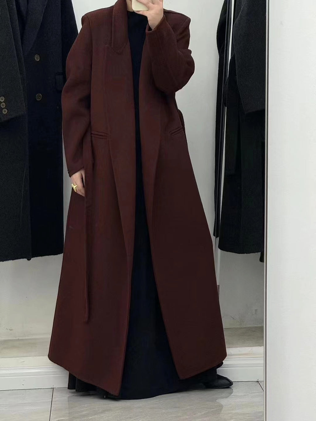 Angora Red Women's Loose Double-Sided Wool Overcoat – Elegant & Cozy - enhanced image 10