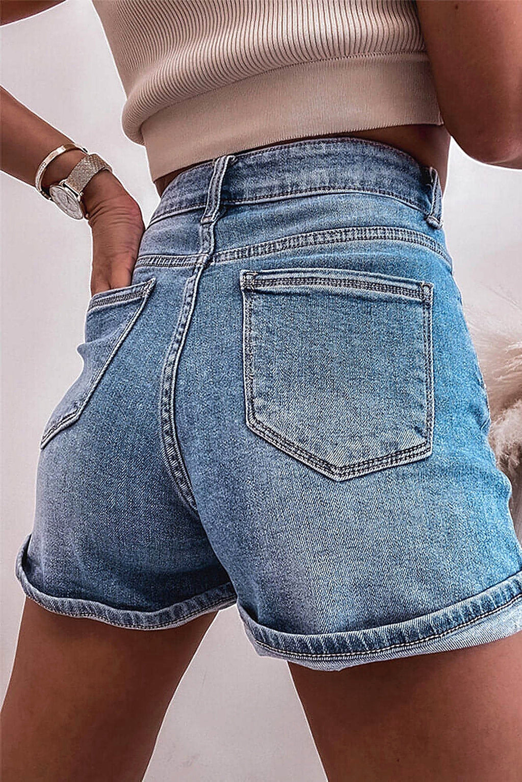Ashleigh Blue Rhinestone Embellished Denim Shorts - enhanced image 10