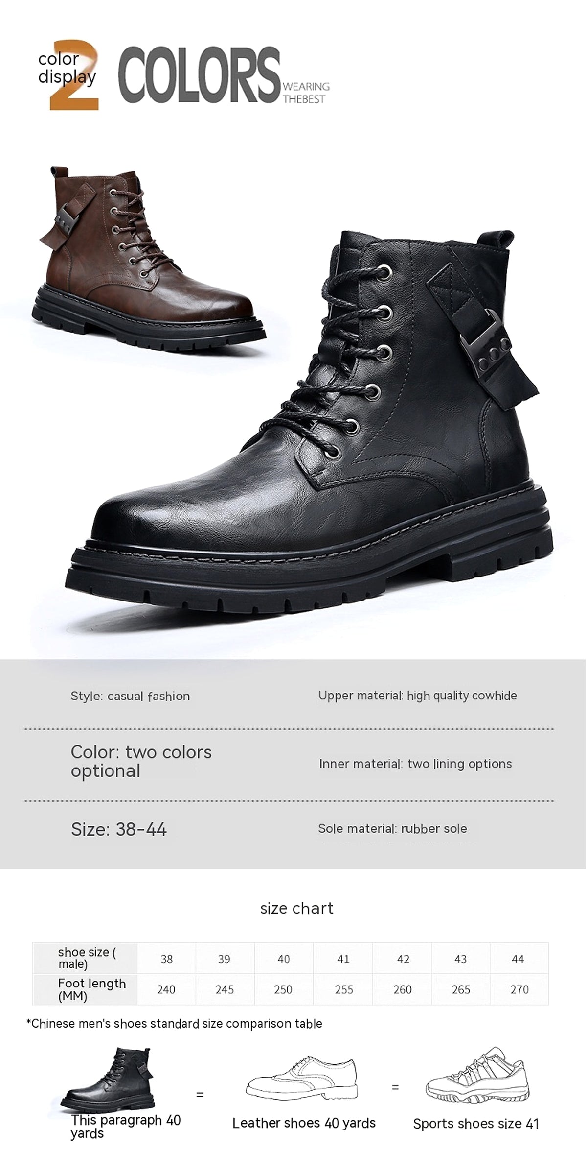 Autumn And Winter Cowhide Casual Mens Boots Thick Bottom Round Toe Warm - enhanced image 10