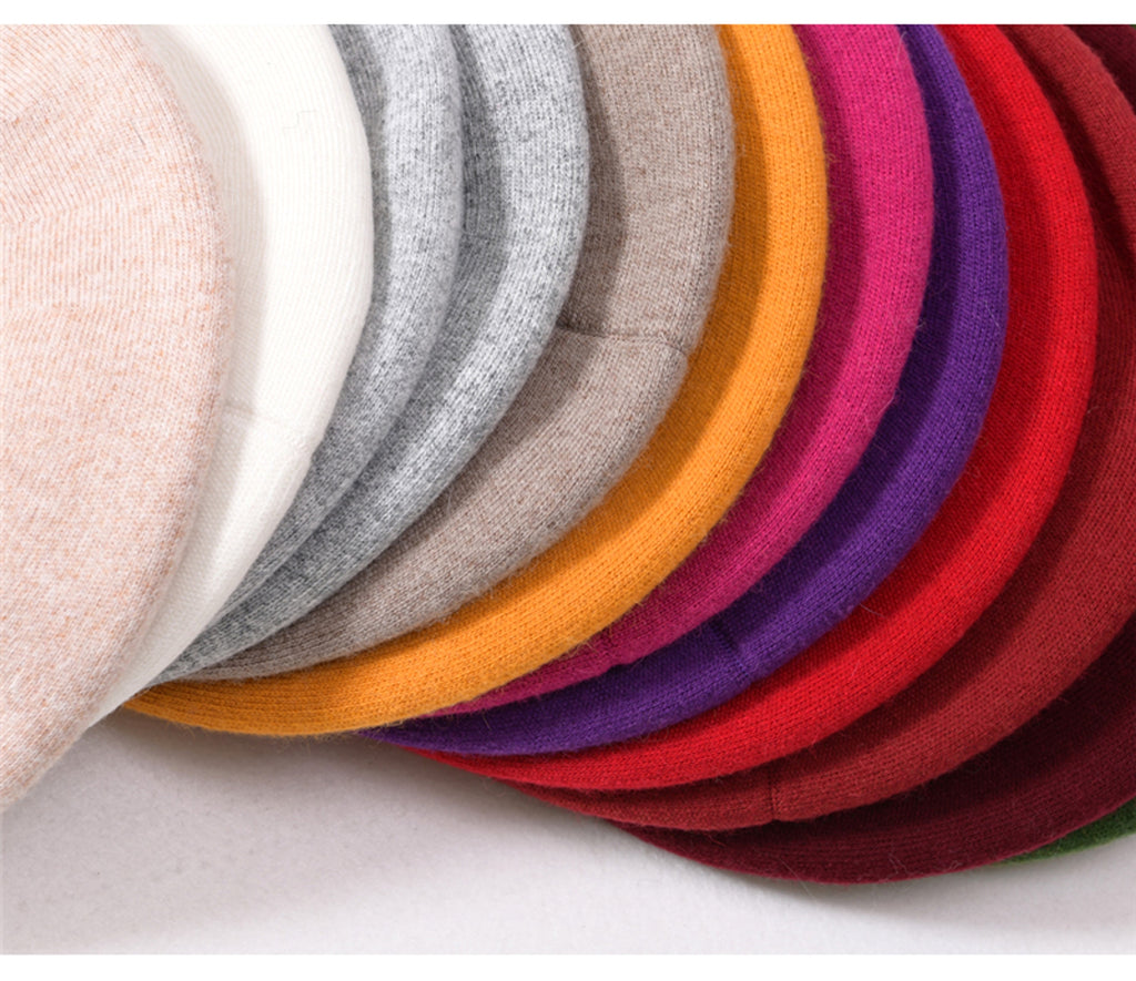 Autumn Winter Berets Hat Women Casual Knitted Wool Beret Wit - enhanced image 10