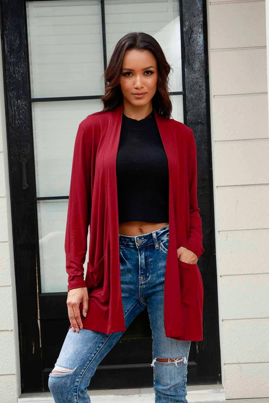 Basic Bae Full Size Open Front Long Sleeve Cardigan with Pockets - enhanced image 10
