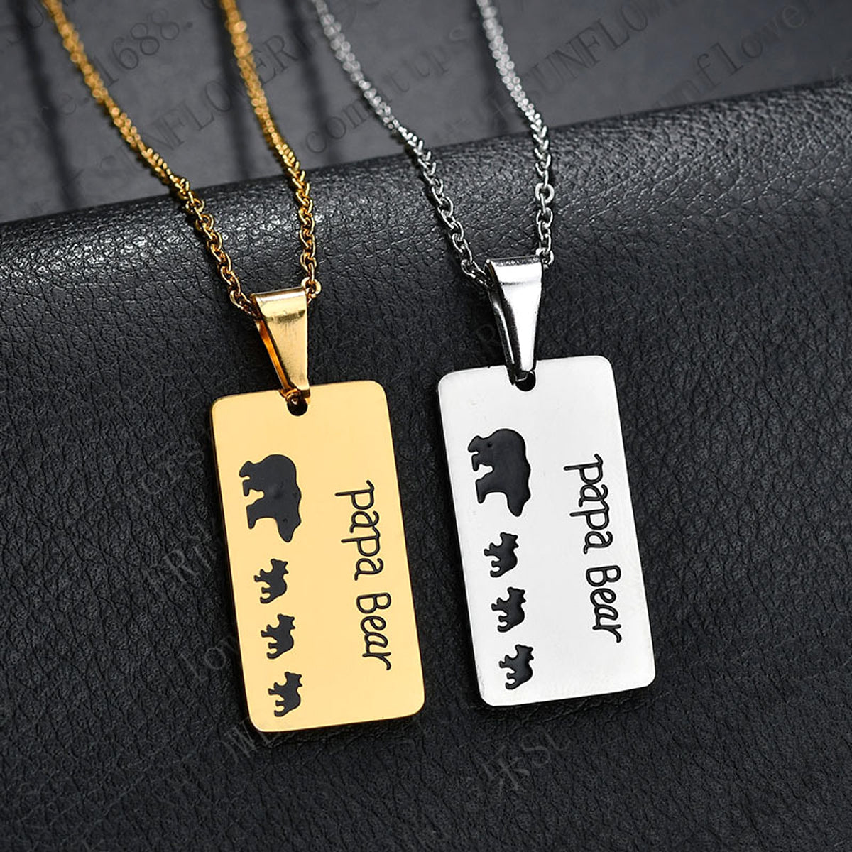 Bear Pendant Stainless Steel Oil Drop Necklace Daddy Necklace - enhanced image 10