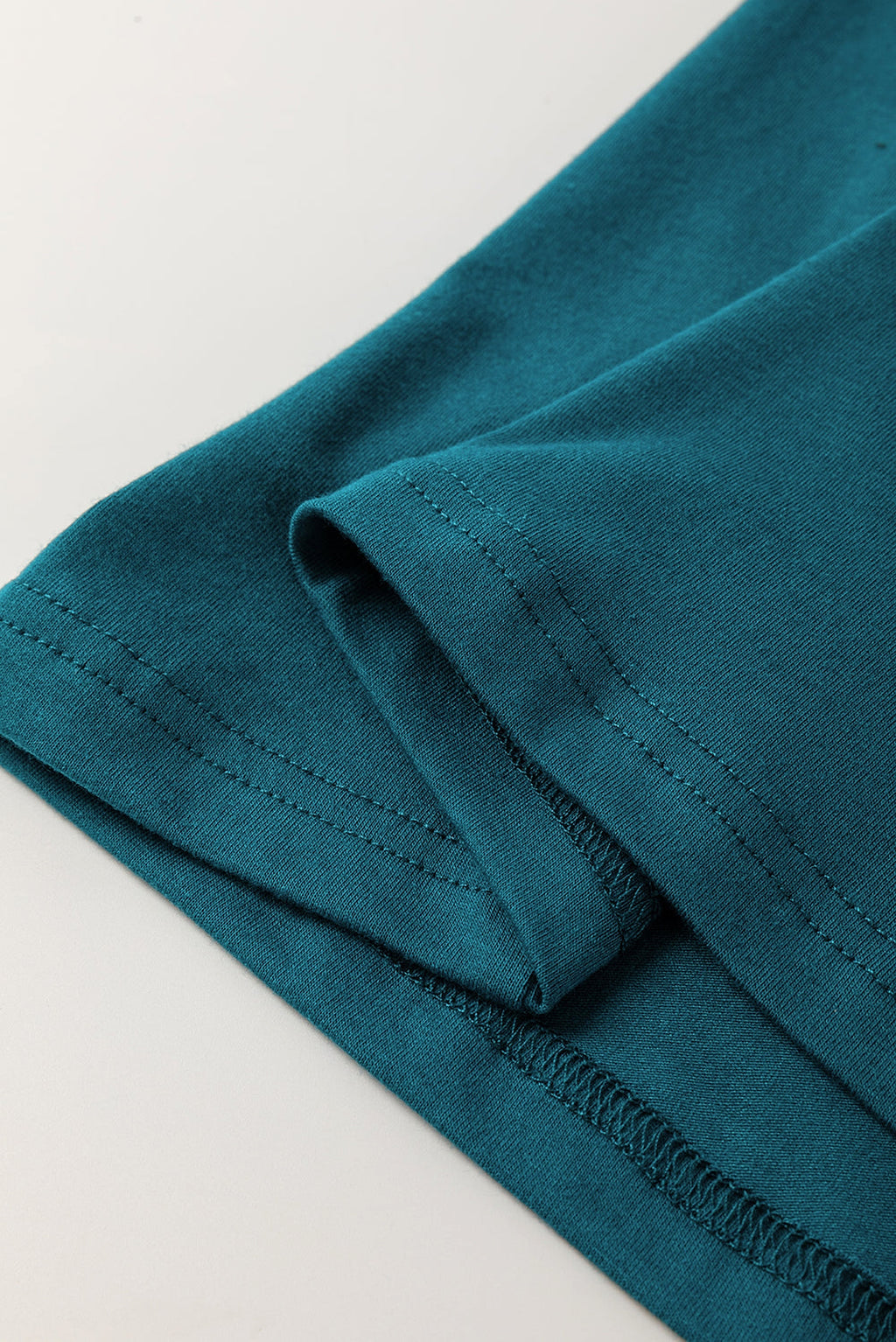 Blue Sapphire Solid Color Stitching Detail Round Neck Tank Top - enhanced image 10