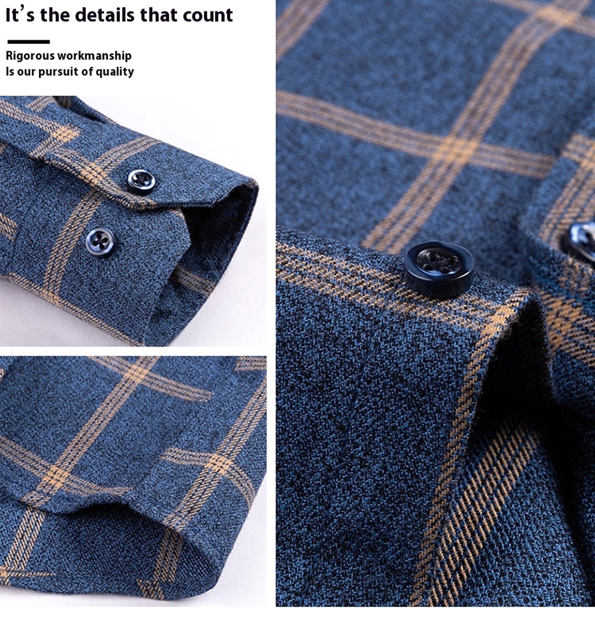 Cotton Long-sleeved DressShirt Plaid Business Slim Fit - enhanced image 10