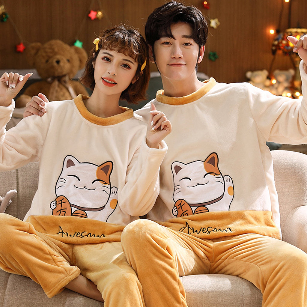 Couples Warm And Velvet Thickened Flannel Home Service Pajamas Set - enhanced image 10